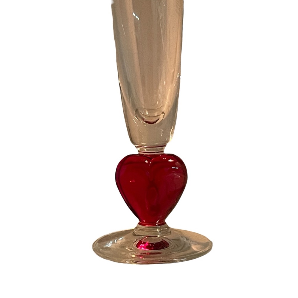 Red Heart Glass Champagne flute love in a glass stemware valentine holiday